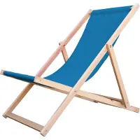 Meblośtyl Liegestuhl Strandliege Sonnenliege Gartenliege Holz Liege Holzstrandliege 120kg Blau