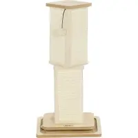 Welikera 3-in-1-Kratzbaum mit Spielschiene, Spielball, Sisal, bis 5 kg, 34 x 34 x 67 cm, Eiche/Creme