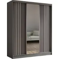 ALTDECOR Kleiderschrank mit Spiegel und Schiebetüren, kugelgelagerte Führungsschienen und Aluminium-Leisten - NALLA - 180 cm (Grau + Grau + Weiß)