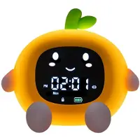 Slyrun Kinder Lichtwecker, Schlaftrainer mit Nachtlicht, 6 White-Noise-Modi, digitaler Kinderwecker für Mädchen & Jungen