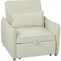 Xkiss Schlafsessel 3 in 1 Umwandelbarer Sessel mit Bettfunktion, Lendenkissen, für Wohnzimmer Creme