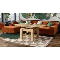 Designimpex Design Couchtisch Tisch Cleo stufenlos höhenverstellbar 57 - 69cm aufklappbar 75 / 150cm Esstisch