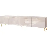 Lookway TV-Schrank AURA 200 KASCHMIR Hochglanz auf schrägen goldenen Beinen mit LED-Beleuchtung