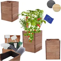 MODO24 Hochbeet Holz, Pflanzkasten, Massivholz, Kiefer, Kräuterbeet, Blumenkasten, Garten, Terrasse, 45x33x30 cm, Braun, ZP06