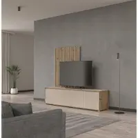 Preisbrecher Wohnwand >SKELPE< (2-teilig) Artisan Eiche Nachbildung / Sand - 188,3x169,7x42cm (BxHxT)