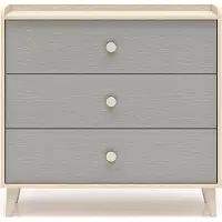 Petits-meubles Kommode Alycia mit 3 Schubladen, Beige - Grau - Holzoptikeffekt, 90cm