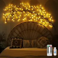 Traumheim 144 LED Lichterkette Willow Vine, 8 Modes USB Weidenrebe Baum Lichter mit Fernbedienung, Innen Wanddeko Aesthetic Room wohnzimmer Schlafzimmer Deko