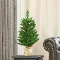 Xdovet Weihnachtsbäume mit Zementständer Mini-Christbaum Künstlichen Weihnachten Tannenbaum Weihnachtsdekoration 60 cm hoch