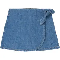 s.Oliver Skort JUNIOR, Mädchen, Gr. 92, mid blau, Denim/Jeans, Obermaterial: 100% Baumwolle, unifarben, regular fit normal, Röcke Skort, mit elastischem Bund
