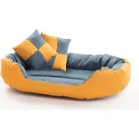 ESTEXO Hundebett Hundekissen Hundekorb 150x120x25 cm Haustierbett Hundesofa Gelb/Grau