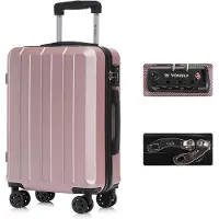 YONSLY Premium Reisekoffer TSA-Schloss,YKK-Reißverschluss Hartschalen-Koffer Trolley Kabinenkoffer Rollkoffer Suitcase Handgepäck 4 Rollen (Roségold, M)