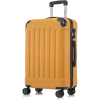 YONSLY Koffer Trolley Reisekoffer Suitcase, Rollkoffer Handgepäck ,mit 4 Rollen360°, Hartschalenreisekoffer, Zahlenschloss, Weicher Gummigriff(XL,Orange)
