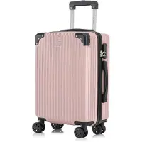 YONSLY Koffer Trolley Reisekoffer Suitcase, Rollkoffer Handgepäck ,mit 4 Rollen360°, Hartschalenreisekoffer, Zahlenschloss, Weicher Gummigriff (M, Roségold)