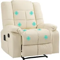 SUGIFT Massagesessel cremeweiß 94x99 cm – Relaxsessel 8 Vibrationspunkte Liegefunktion