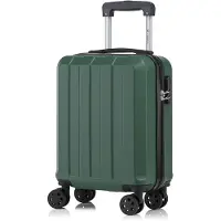YONSLY Koffer Trolley Reisekoffer Suitcase, Rollkoffer Handgepäck ,mit 4 Rollen360°, Hartschalenreisekoffer, Zahlenschloss, Weicher Gummigriff (S, Dunkelgrün