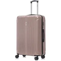 YONSLY Koffer Trolley Reisekoffer Suitcase, Rollkoffer Handgepäck ,mit 4 Rollen 360°, Hartschalenreisekoffer, Zahlenschloss, Weicher Gummigriff (M, Roségold)