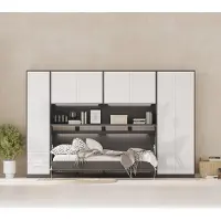 SMARTBett GmbH SMARTBett Schlafzimmer Set Schrankbett Jugendzimmer Anthrazit/Weiss