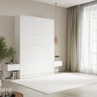 SMARTBett GmbH SMARTBett Set 140-Schrankbett Vertikal CLASSIC mit 2 Nachtkonsolen Weiss