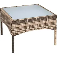 ESTEXO Polyrattan Beistelltisch Rattan Tisch Gartentisch Balkontisch Garten Möbel Glas