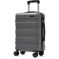 YONSLY Koffer Trolley Reisekoffer Suitcase, Rollkoffer Handgepäck ,mit 4 Rollen360°, Hartschalenreisekoffer, Zahlenschloss, Weicher Gummigriff(XL, Grau)