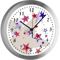 CreaDesign Funkuhr, Kinder Wanduhr, Kinderuhr, Kinderzimmer Sternenhimmel blau grau rot