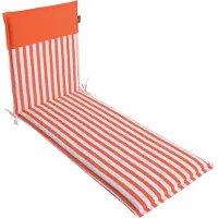 DiscountDeal24 LILENO HOME Sonnenliege Auflage als [1er Set - Rollliege] in Streifen Coralle - Uni Coralle - Gartenliegen Auflage perfekt für Strandliege - Polster Auflage für Gartenliege (190x60x5cm) MALT