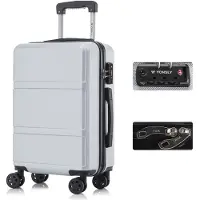 YONSLY Premium Reisekoffer TSA-Schloss,YKK-Reißverschluss Hartschalen-Koffer Trolley Kabinenkoffer Rollkoffer Suitcase Handgepäck 4 Rollen (Silber, M)