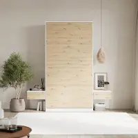 SMARTBett GmbH SMARTBett Set 100-Schrankbett Vertikal CLASSIC mit 2 Nachtkonsolen Weiss/Wildeiche