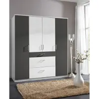Wimex Möbel Kleiderschrank Click in Weiß mit Grafit - Kleiderschrank 179 cm Breite ohne Spiegel