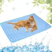 BundiGlassware Kühlmatte Hunde, Selbstkühlende Hundematte, Kühldecke Katzen, Ungiftig Kühlkissen für Haustiere, Waschbar Hund Kältematte für Drinnen, Draußen und Auto, Blau,30x40cm