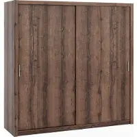 Ravio Schiebetürenschrank Zenit 220 cm, Schwebetürenschrank, Kleiderschrank, Garderobe (Farbe: Monastery Eiche, ohne Spiegel)