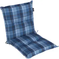 DiscountDeal24 LILENO HOME Gartenstuhl Auflagen als [1er Set - Niedriglehner] in Karo Blau - bequeme Liegen als Sitzauflagen für Gartenmöbel - Stuhlkissen für Gartenstühle und Klappstühle MAR