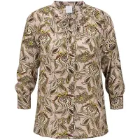 MADELEINE Kurzarmbluse "Blusenshirt Schlupfbluse mit floralem Muster", Damen, Gr. 34, lila (perlrosa, aubergine), Obermaterial: 100% Viskose CV., Modern, gerade, Blusen Kurzarmbluse, Feine Raffung