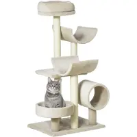 PawHut Katzenbaum Katzenkratzbaum Katzen Kletterbaum Kratzbaum Spielzeug Tunnel