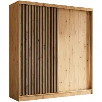 AGMAT-FURNITURE AGMAT Schwebetürenschrank Nevada, Kleiderschrank mit 2 Türen, Moderne Garderobe in Farbe: Artisan, Schrank in Größe: 200 x 216 x 61 cm