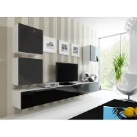 Fun Moebel Mediawand Wohnwand 5 tlg - MyMix 1 - Weiss / Schwarz Hochglanz