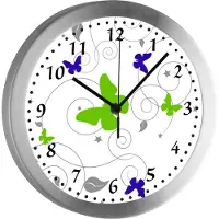 CreaDesign Funkuhr, Kinder Wanduhr, Kinderuhr, Kinderzimmer Schmetterling Ornamente blau grün