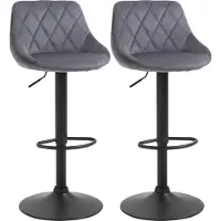 HOMCOM Barhocker 2er Set Höhenverstellbar Drehbar Barstühle mit Samtoptik