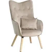 ESTEXO Fernsehsessel Relaxsessel Sessel mit Kissen Stoff Polsterstuhl Beige/Grau Samt