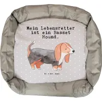 Mr. & Mrs. Panda Hundekissen Basset Hound Lebensretter - Grau Pastell - Geschenk, Valentinstag, Muttertag, Hund, Ostern, Weihnachten, Vatertag