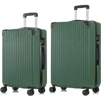 YONSLY Premium Reisekoffer TSA-Schloss,YKK-Reißverschluss Hartschalen-Koffer Kabinenkoffer Rollkoffer Suitcase Handgepäck (Dunkelgrün, L-XL-Set)
