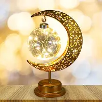 Welikera Ramadan Dekoration Licht, Eid Nachtlicht, Batteriebetrieben hängende Tischlampe mit Ständer, Muslim Mubarak Eid Hängende Metall LED Tischlampe für Urlaub Party Wohnkultur