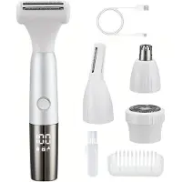 Dopwii 4-in-1 elektrischer Bikini-Trimmer für Damen,kabelloser Körper- & Gesichtsrasiers, USB-C-Ladung, schmerzfreie Haarentfernung, vielseitiges Pflege-Set
