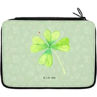 Mr. & Mrs. Panda Federtasche Blume Kleeblatt - Blattgrün - Geschenk, Schlamper, Glück, Garten, Mäppchen, Glücksbringer, Motivation, Umzug, Etui, Federmäppchen, Federmappe