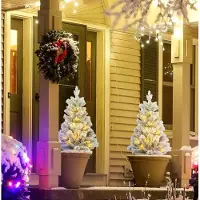 XTEILC 2er-Set Weihnachtsbaum mit LED-Beleuchtung,Weihnachtsbaum 107 cm, Tannenzapfen Christbaum