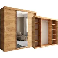 O-sofa Schiebeschrank 180 CM Hellbraun Craft 3-türig mit Spiegel OTARIO