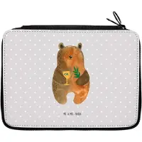Mr. & Mrs. Panda Federtasche Bär Konfirmation - Grau Pastell - Geschenk, Kirche, Federmappe, Etui, Teddy, Gottesdienst, Federmäppchen, Schlampermäppchen, Evangelisch