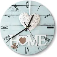 DEQORI Glasuhr Ø30 cm Römisch 'Holzschrift HOME' Wanduhr Glas Uhr Design leise