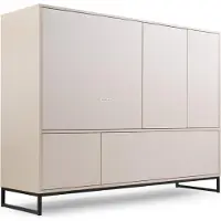 AGMAT-FURNITURE Kommode Genua mit 5 Türen, Sideboard in Farbe: Creme, Schrank in Größe: 160 x 120 x 45 cm
