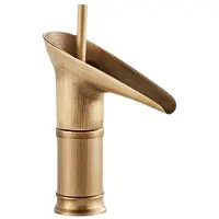 WOHNSTIL Antiker Wasserhahn aus Messing, Warm- und Kaltwasser, Keramikkartusche, Wasserfallauslauf, Waschbeckenarmatur